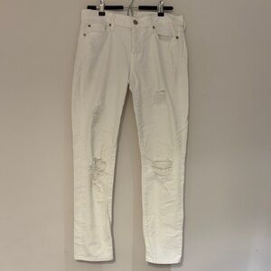 7 For All Mankind Slim Fit Distressed White Jeans